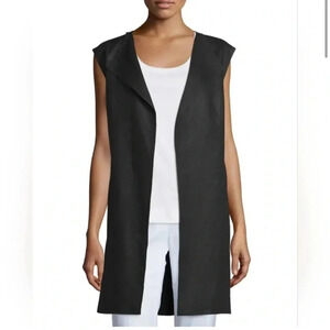 Lafayette 148 Celeste Linen Vest black size small